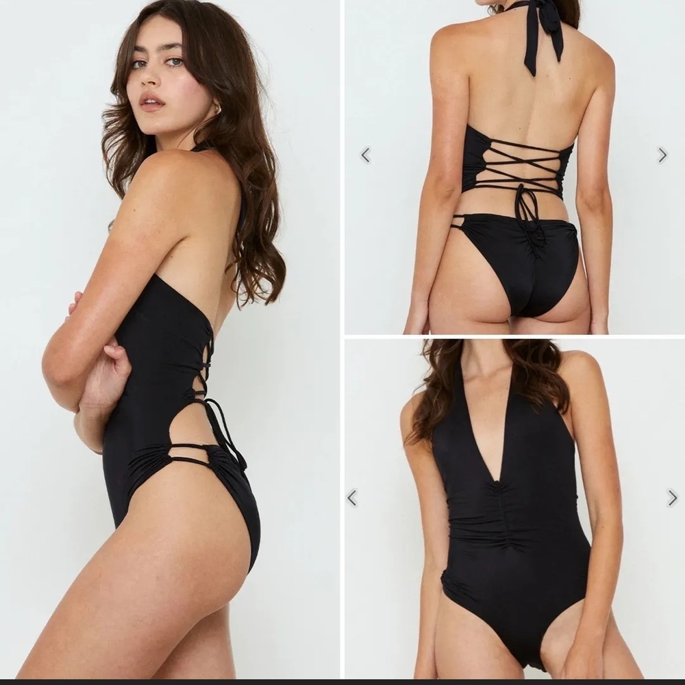 We Are HAH ruched One Piece Swim